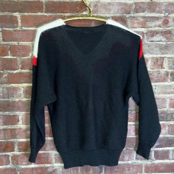 Vintage Jacqueline Acrylic Knit Red country western flame Sweater White Angora - Picture 7 of 7